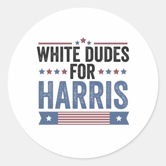 Witte Kerels Ter Steun Aan Harris Steun President  Ronde Sticker (Voorkant)