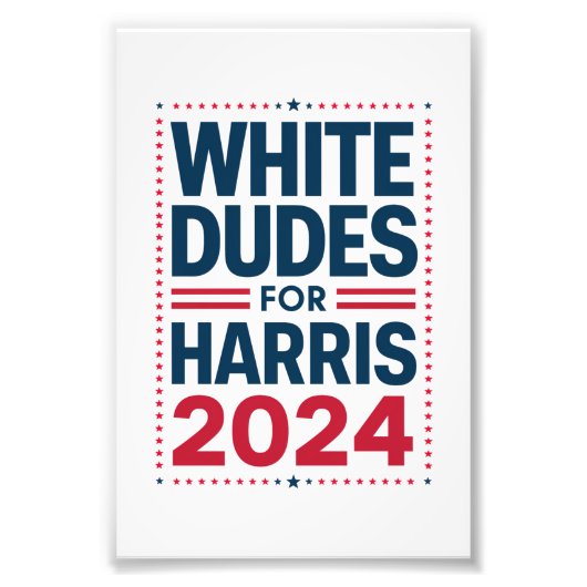 Witte Kerels Voor Harris-2024 Foto Afdruk (Voorkant)