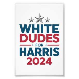 Witte Kerels Voor Harris-2024 Verkiezing Foto Afdruk