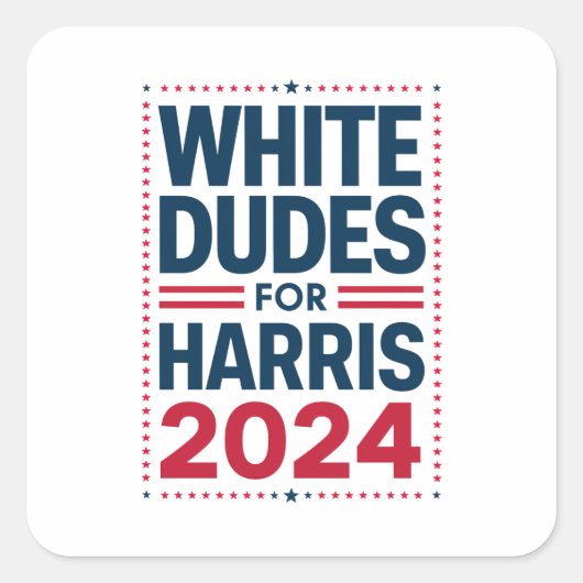 Witte Kerels Voor Harris-2024 Vierkante Sticker (Voorkant)