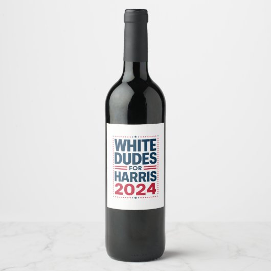 Witte Kerels Voor Harris-2024 Wijn Etiket (Voorkant)