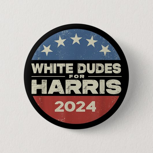 Witte Kerels Voor Harris Kamala 2024 Ronde Button 5,7 Cm (Voorkant)