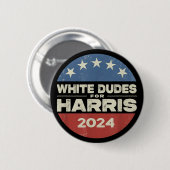 Witte Kerels Voor Harris Kamala 2024 Ronde Button 5,7 Cm (Voorkant /achterkant)