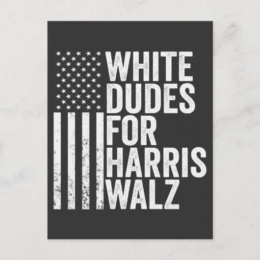 Witte kerels voor Harris Walz Amerikaanse vlag ver Aankondigingskaart (Voorkant)