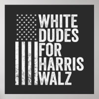 Witte Kerels Voor Harris Walz Amerikaanse Vlag Ver