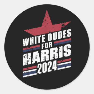 Witte kerels voor Kamala Harris 2024 Ronde Sticker