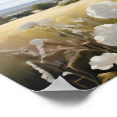 Witte Kerk in een bloemenveld Religieus Poster (Hoek)