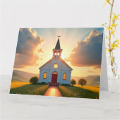 Witte kerk in een weide kaart (Gele Bloem)