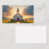 Witte kerk in een weide visitekaartje (Voorkant / Achterkant)