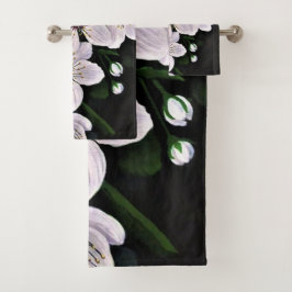 Witte kerrievloeren in acryl bad handdoek