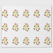 Witte kersen kerstbomen inpakpapier (Vlak)