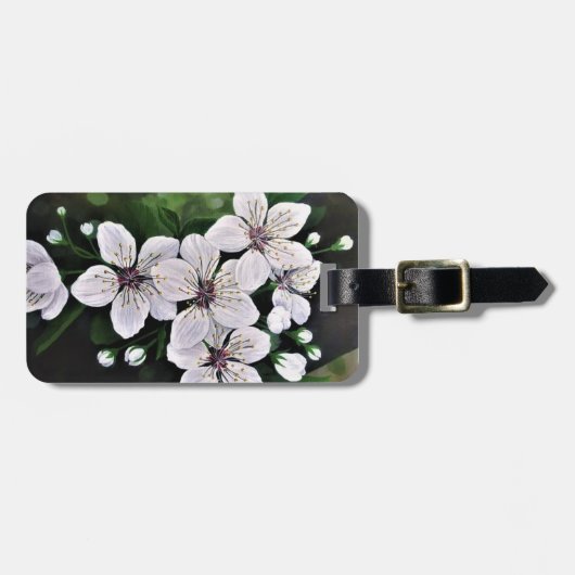 Witte kersenbloemen in acryl bagagelabel (Voorkant horizontaal)