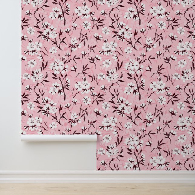 Witte kersenbloesem behang (Applicatie)