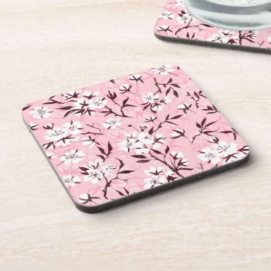 Witte kersenbloesem bier onderzetter (Linkerzijde)