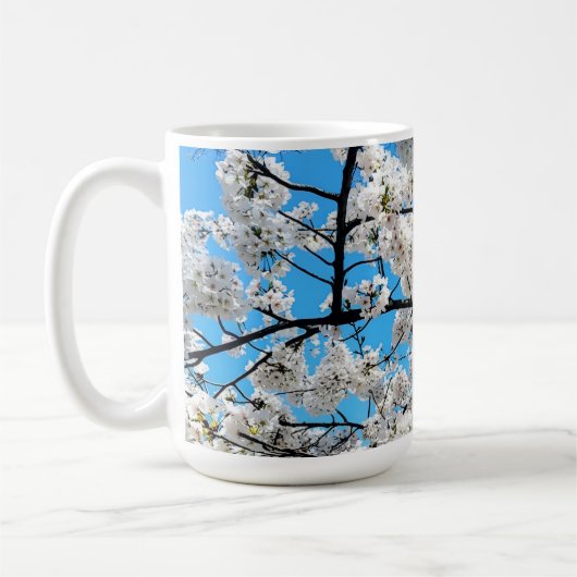 Witte kersenbloesem bloem mok (Links)