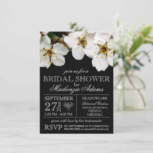 Witte Kersenbloesem Bloemen Bruids Trouwdouche Kaart (Staand voorkant)