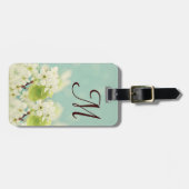 Witte Kersenbloesem Bloesem Monogram Bagagelabel (Voorkant horizontaal)
