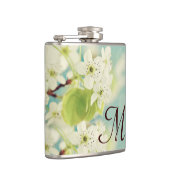 Witte Kersenbloesem Bloesem Monogram Whiskey Flask Heupfles (Rechts)