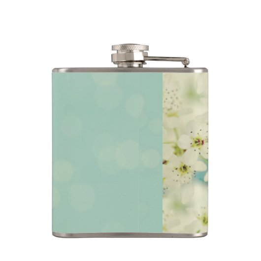 Witte Kersenbloesem Bloesem Monogram Whiskey Flask Heupfles (Achterkant)