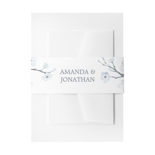 Witte Kersenbloesem Bruiloft Uitnodigingen Wikkel (Voorkant Voorbeeld)