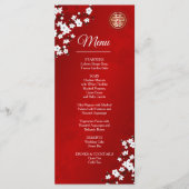 Witte Kersenbloesem Chinees Trouwmenu Kaart (Voorkant)