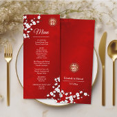 Witte Kersenbloesem Chinees Trouwmenu Kaart