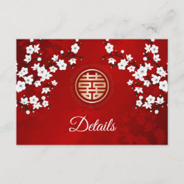 Witte Kersenbloesem Chinese bruiloft Details Informatiekaartje