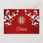 Witte Kersenbloesem Chinese bruiloft Details Informatiekaartje (Voorkant)