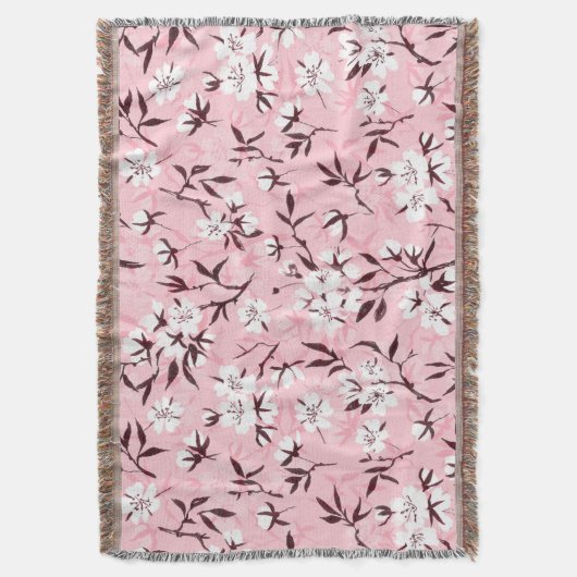 Witte kersenbloesem deken (Voorkant Verticaal)