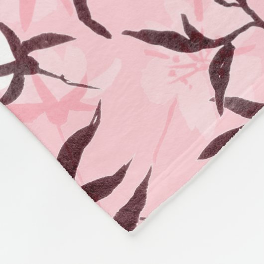 Witte kersenbloesem fleece deken (Hoek)