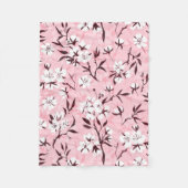 Witte kersenbloesem fleece deken (Voorkant)
