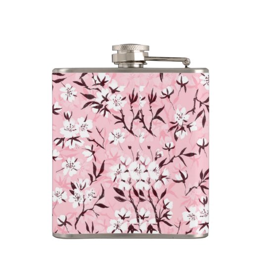 Witte kersenbloesem heupfles (Achterkant)