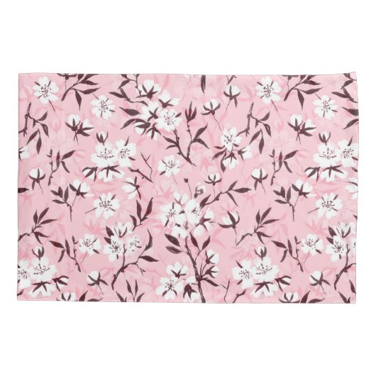 Witte kersenbloesem kussensloop (Achterkant)