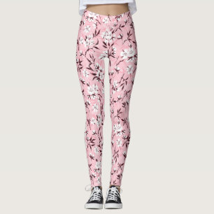 Witte kersenbloesem leggings