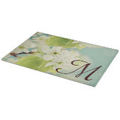 Witte Kersenbloesem Monogram Glassnijplank Snijplank (Hoek)