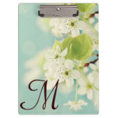 Witte Kersenbloesem Monogram Initiaal Clip Board Klembord (Voorkant)