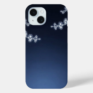 Witte Kersenbloesem Navy Achtergrond iPhone 15 Case