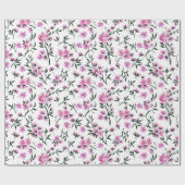 Witte kersenbloesem op wit cadeaupapier (Vlak)