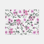 Witte kersenbloesem op wit fleece deken (Voorkant (Horizontaal))