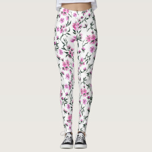 Witte kersenbloesem op wit leggings