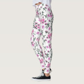 Witte kersenbloesem op wit leggings (Links)