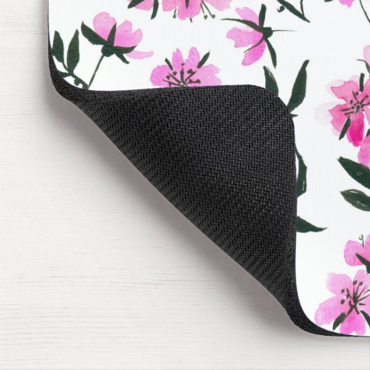 Witte kersenbloesem op wit muismat (Hoek)