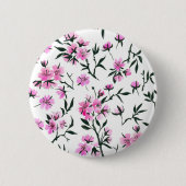 Witte kersenbloesem op wit ronde button 5,7 cm (Voorkant)