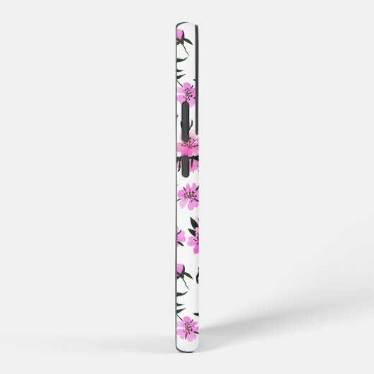 Witte kersenbloesem op wit samsung galaxy hoesje (Rechterkant)