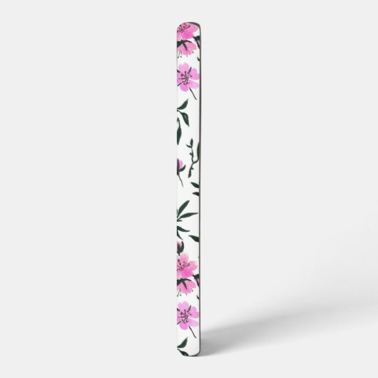 Witte kersenbloesem op wit samsung galaxy hoesje (Linkerkant)