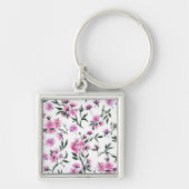 Witte kersenbloesem op wit sleutelhanger (Voorkant)
