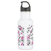 Witte kersenbloesem op wit waterfles  (Achterkant)