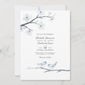 Witte Kersenbloesem QR Code RSVP Huwelijk Kaart (Voorkant)
