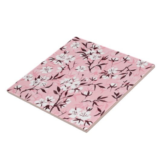 Witte kersenbloesem tegeltje (Zijkant)