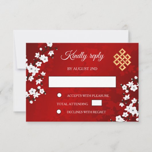 Witte Kersenbloesem Tibetaanse Trouw RSVP Kaartje (Voorkant)